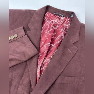 NEW! Nautica Mens 48R Burgundy Faux Suede Blazer Sport Coat Dinner Jacket M1